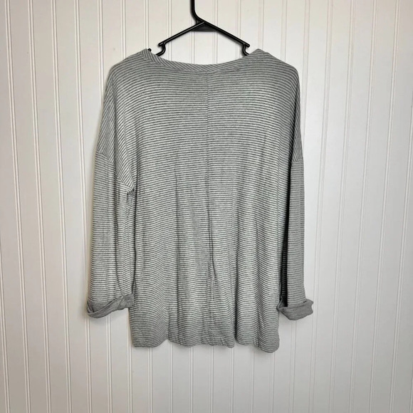 J Jill grey stripe cuff sleeve knit top size large N24 - Picture 5 of 5